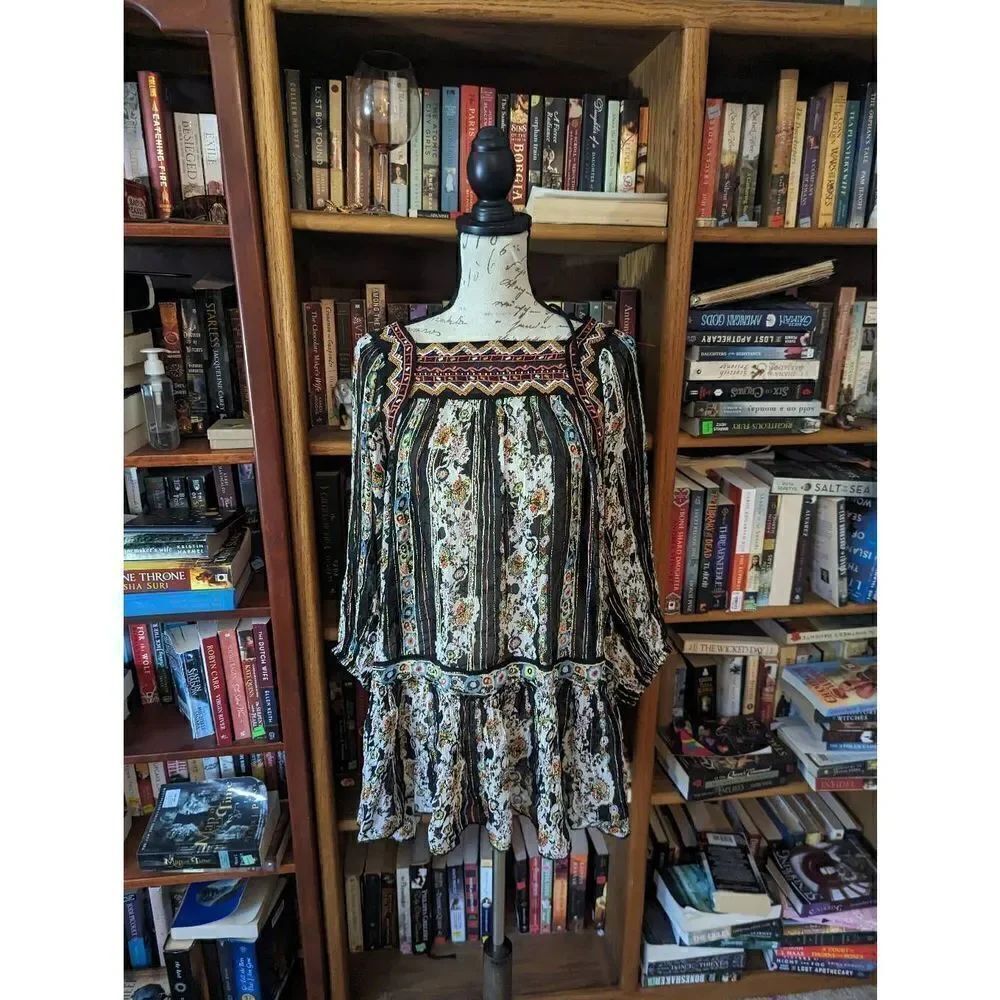 free people dance magic sheer chiffon tunic dress no slip sz s euc